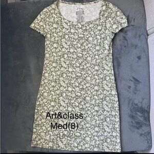 Art & Class girls Green Floral Dress – Size Medium (8)